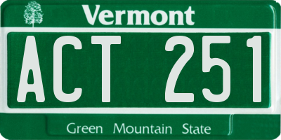 VT license plate ACT251