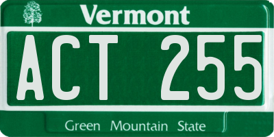 VT license plate ACT255