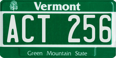 VT license plate ACT256