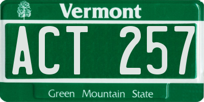 VT license plate ACT257