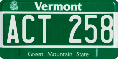 VT license plate ACT258