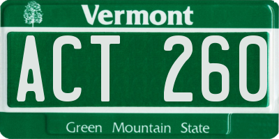 VT license plate ACT260