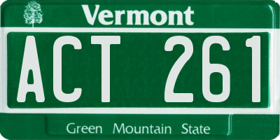 VT license plate ACT261