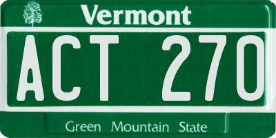 VT license plate ACT270