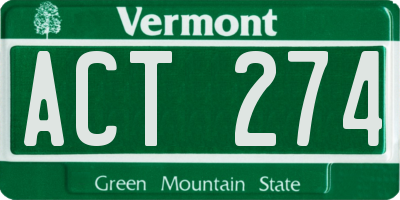 VT license plate ACT274