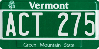 VT license plate ACT275