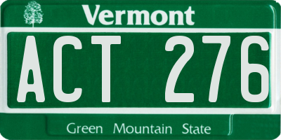 VT license plate ACT276