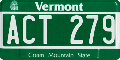 VT license plate ACT279