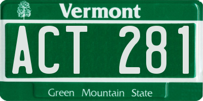 VT license plate ACT281