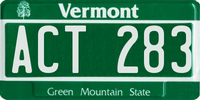 VT license plate ACT283