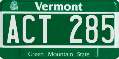 VT license plate ACT285
