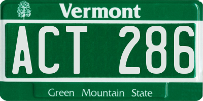 VT license plate ACT286