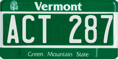 VT license plate ACT287