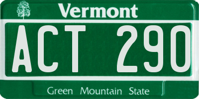 VT license plate ACT290