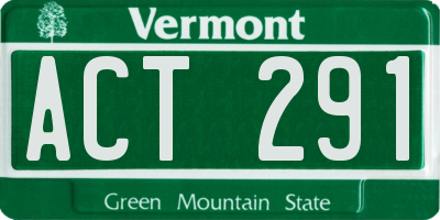 VT license plate ACT291
