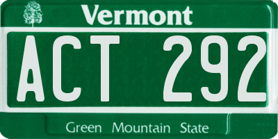 VT license plate ACT292