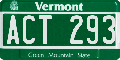 VT license plate ACT293