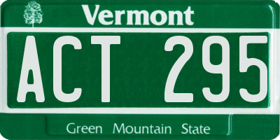 VT license plate ACT295