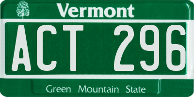 VT license plate ACT296