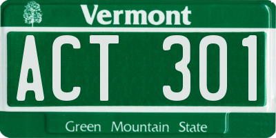 VT license plate ACT301