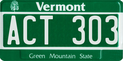 VT license plate ACT303