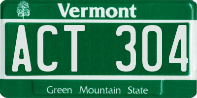 VT license plate ACT304