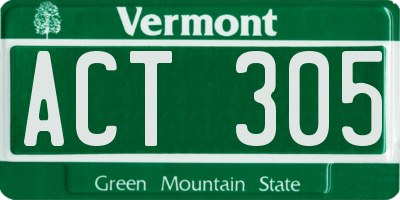 VT license plate ACT305