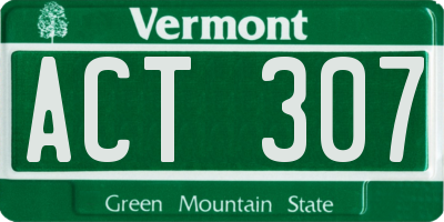 VT license plate ACT307