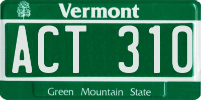 VT license plate ACT310