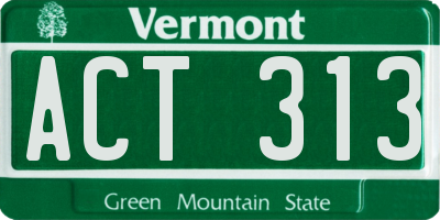 VT license plate ACT313
