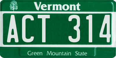 VT license plate ACT314