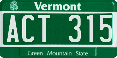VT license plate ACT315