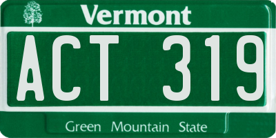 VT license plate ACT319