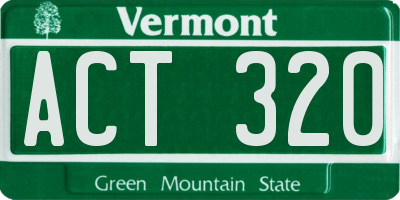 VT license plate ACT320