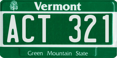 VT license plate ACT321