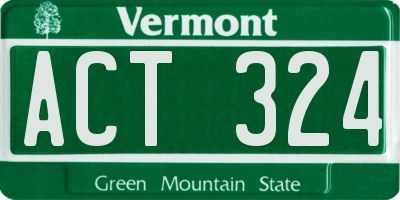 VT license plate ACT324