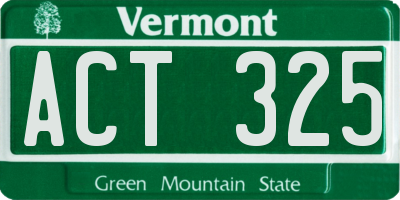 VT license plate ACT325