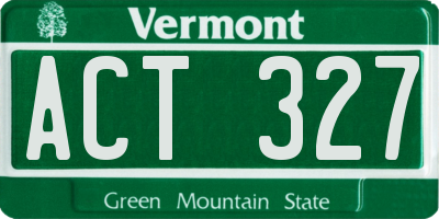 VT license plate ACT327