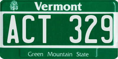 VT license plate ACT329