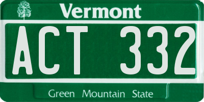 VT license plate ACT332