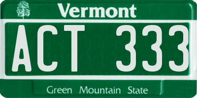 VT license plate ACT333