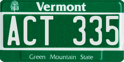 VT license plate ACT335