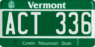 VT license plate ACT336