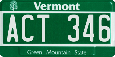 VT license plate ACT346