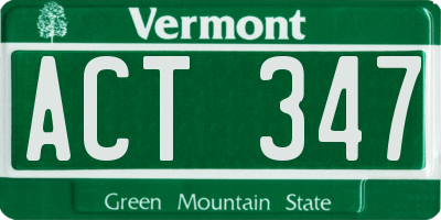 VT license plate ACT347
