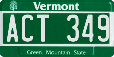 VT license plate ACT349