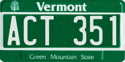 VT license plate ACT351