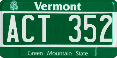 VT license plate ACT352