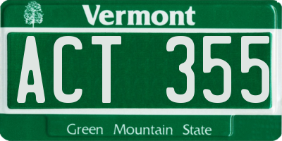 VT license plate ACT355