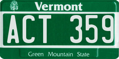 VT license plate ACT359